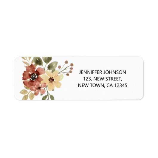 Waterverf Flower Botanical Return Address Label (Voorkant)