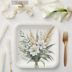 Waterverf Flower Bouquet Papieren Bordje