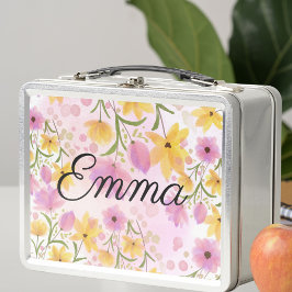 Waterverf Flower Gepersonaliseerde Metal Lunchbox