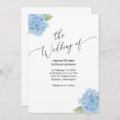 Waterverf flower hydrangea Wedding Invitation Kaart (Voorkant / Achterkant)