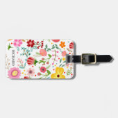 Waterverf Flower Personaliseren Bagagelabel (Voorkant horizontaal)