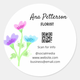 Waterverf Flower Shop Business Naam toevoegen Bloe Ronde Sticker