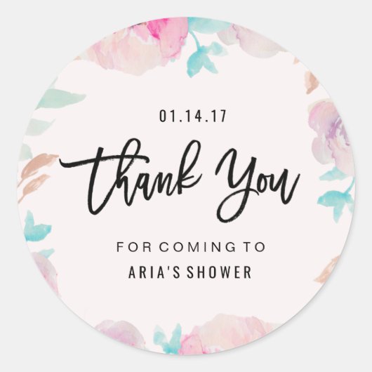 Waterverf Flower Spring Dank u Sticker (Voorkant)