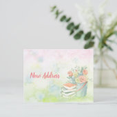 Waterverf Flowers Adreswijziging Post Kaart (Staand voorkant)