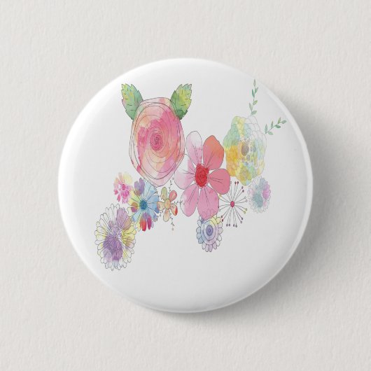 Waterverf Flowers Art Ronde Button 5,7 Cm (Voorkant)