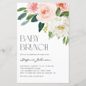  Waterverf Flowers Baby Brunch Uitnodiging (Voorkant)