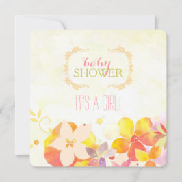 Waterverf Flowers Baby Girl Baby shower Kaart
