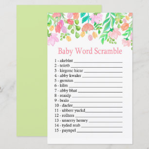 Waterverf Flowers Baby word scramble game