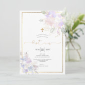 Waterverf Flowers Baptism Dusty Lila Sweet Peas Kaart (Staand voorkant)