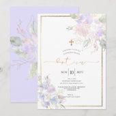 Waterverf Flowers Baptism Dusty Lila Sweet Peas Kaart (Voorkant / Achterkant)