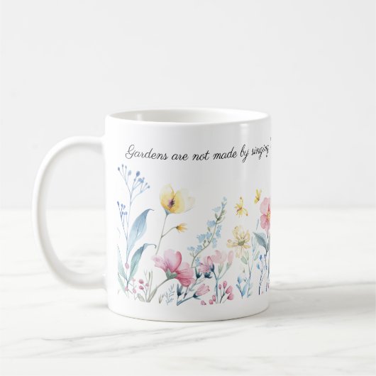 Waterverf Flowers Border, Rudyard Kipling Quote Koffiemok (Links)