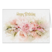 Waterverf Flowers Bouquet Birthday Kaart (Voorkant Horizontaal)