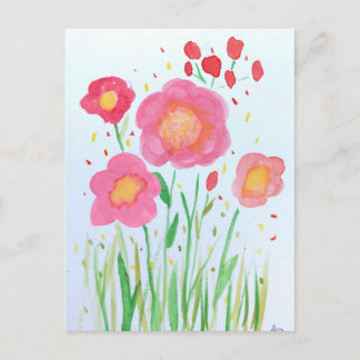 Waterverf Flowers Briefkaart