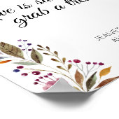 Waterverf Flowers Burgundy Greenery Snoep Buffet Poster (Hoek)