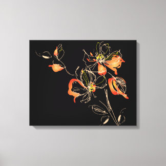Waterverf Flowers Canvas Afdruk