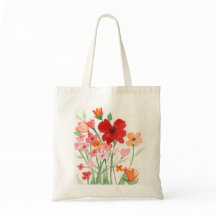 Waterverf Flowers Canvas tas