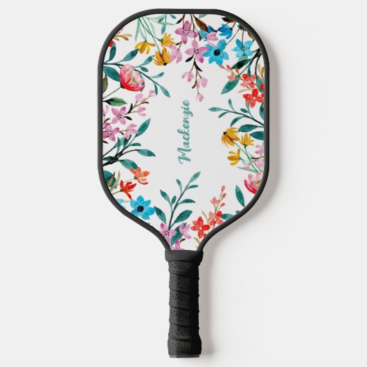 Waterverf Flowers Custom Pickleball Paddle (Voorkant)