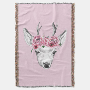 Waterverf Flowers Deer Deken