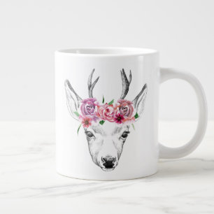 Waterverf Flowers Deer Extra Grote Beker