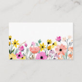 Waterverf Flowers Diaper Raffle Ticket Informatiekaartje (Achterkant)