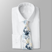 Waterverf Flowers Dusty Blue Navy Rozen Stropdas (Gebonden)