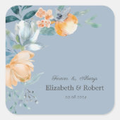Waterverf Flowers Dusty Blue Vierkante Sticker (Voorkant)