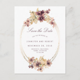  Waterverf Flowers Elegant Save the Date Aankondigingskaart