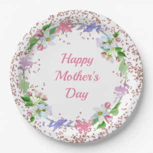 Waterverf Flowers en Glitter Edge Moederdag Papieren Bordje