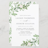 Waterverf Flowers en Greenery Wedding Invitation (Voorkant / Achterkant)