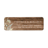 Waterverf Flowers en Rustic Wood Wedding Address Etiket (Voorkant)