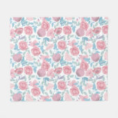 Waterverf Flowers Fleece Deken (Voorkant (Horizontaal))