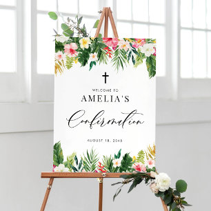 Waterverf Flowers Garland Tropische Bevestiging Poster