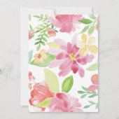 Waterverf Flowers Geometric Wedding Invitation Kaart (Achterkant)