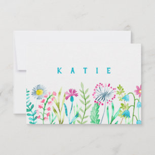 Waterverf Flowers gepersonaliseerd briefpapier Bedankkaart