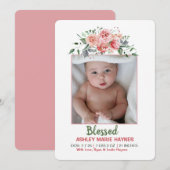 Waterverf Flowers Girls Foto Baby Aankondiging (Voorkant / Achterkant)