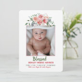 Waterverf Flowers Girls Foto Baby Aankondiging (Staand voorkant)