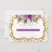 Waterverf Flowers Gold Glitter Confetti RSVP (Achterkant)