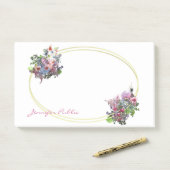 Waterverf Flowers Goud Lijst Hand Script Sjabloon Post-it® Notes (Op bureau)