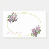 Waterverf Flowers Goud Lijst Hand Script Sjabloon Post-it® Notes (Voorkant)