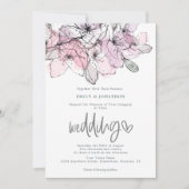 Waterverf Flowers Lila Roze Script Wedding Kaart (Voorkant)
