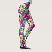 Waterverf Flowers Maroon en Geel Leggings (Rechts)