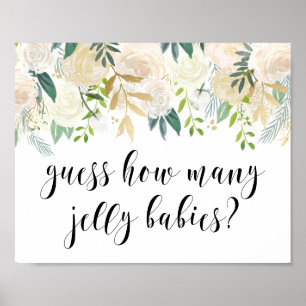 Waterverf Flowers met Gold Foil Baby shower Poster