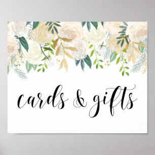Waterverf Flowers met Gold Foil Kaarten en Gifts Poster