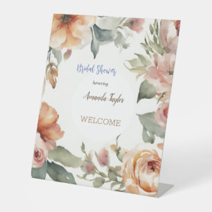 Waterverf Flowers Minimal Vrijgezellenfeest Kaart Reclamebord Met Voetstuk