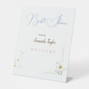Waterverf Flowers Minimal Vrijgezellenfeest Reclamebord Met Voetstuk