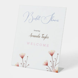 Waterverf Flowers Minimal Vrijgezellenfeest Reclamebord Met Voetstuk