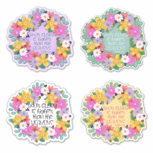 Waterverf Flowers Psalms Quottes  Sticker (Voorkant)