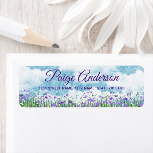 Waterverf Flowers Return Address Label (Insitu)