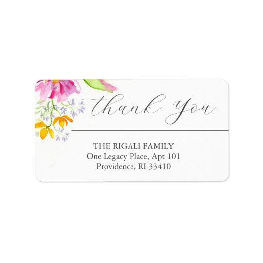 Waterverf Flowers Return Address Labels (Voorkant)