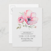 Waterverf Flowers Romantisch Save the Date Aankondigingskaart (Voorkant / Achterkant)